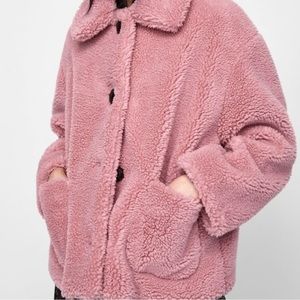 Zara Pink teddy coat.